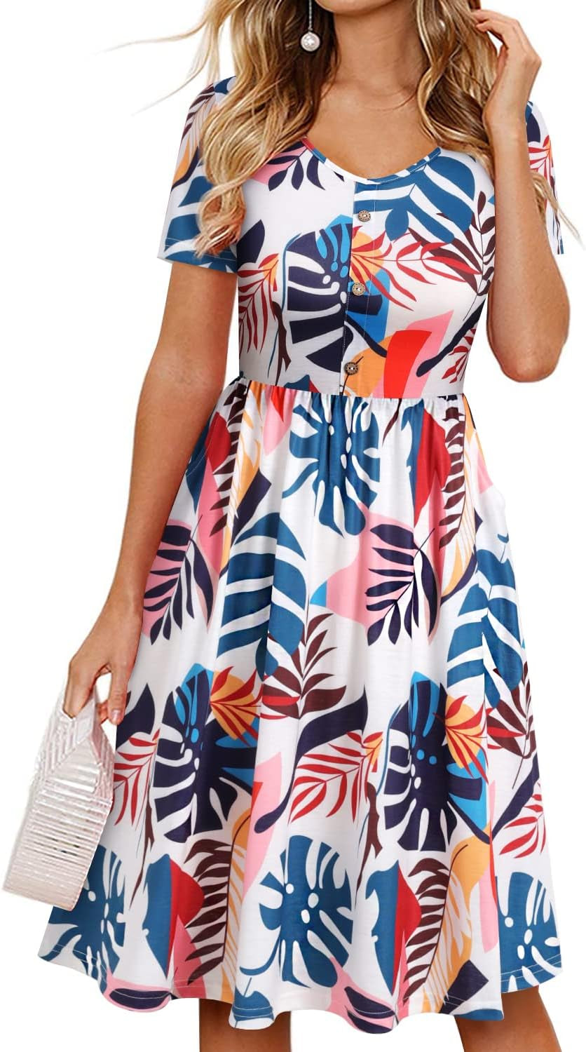 Fall Dresses for Women 2023 with Sleeves Cotton V Neck Button down a Line Casual Dress Pockets
