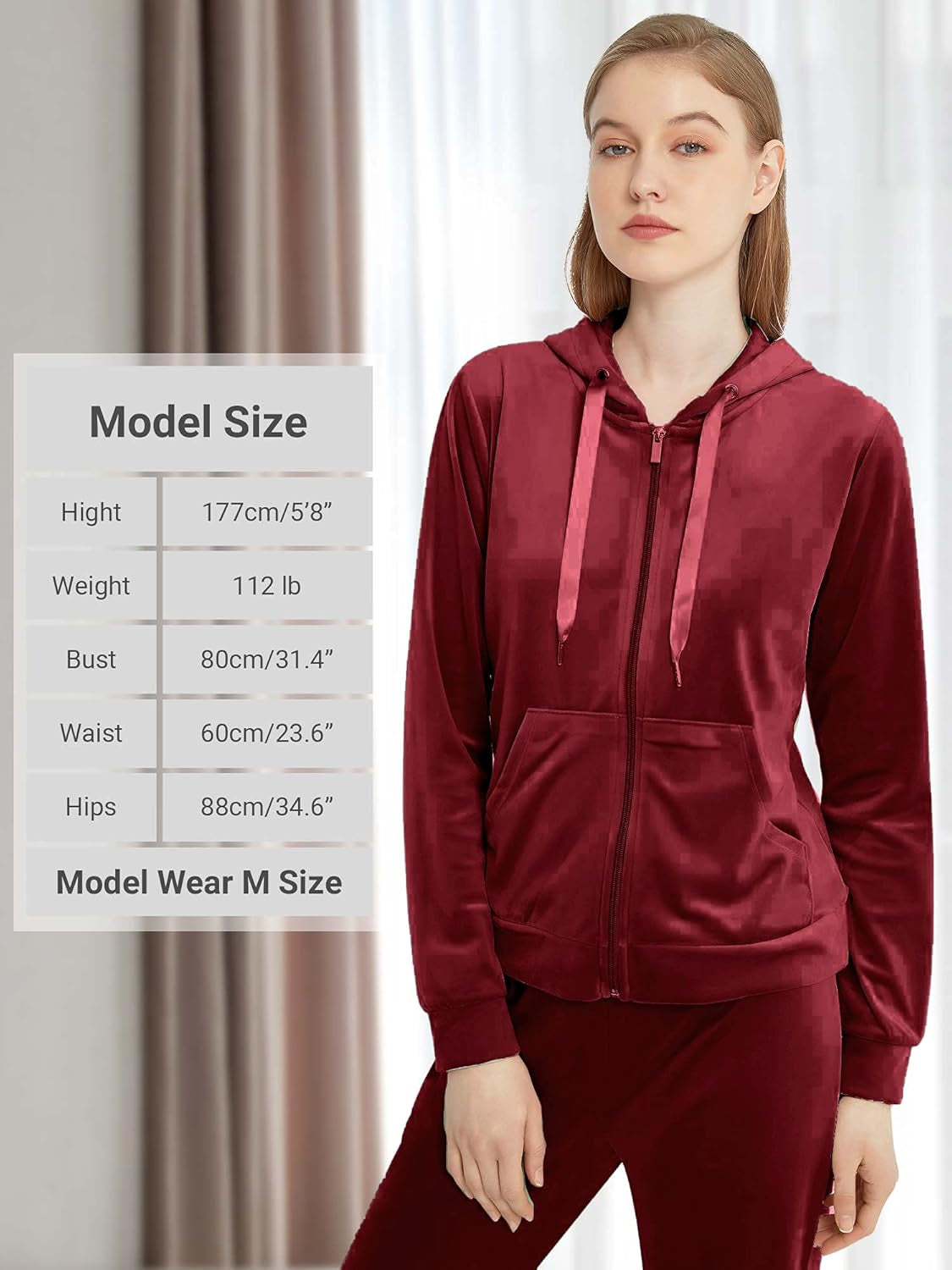 Womens Velour Tracksuits Set Long Sleeve Sweatsuits 2 Piece Sports Outfit Zip Hoodie Sweatpants Joggers Set