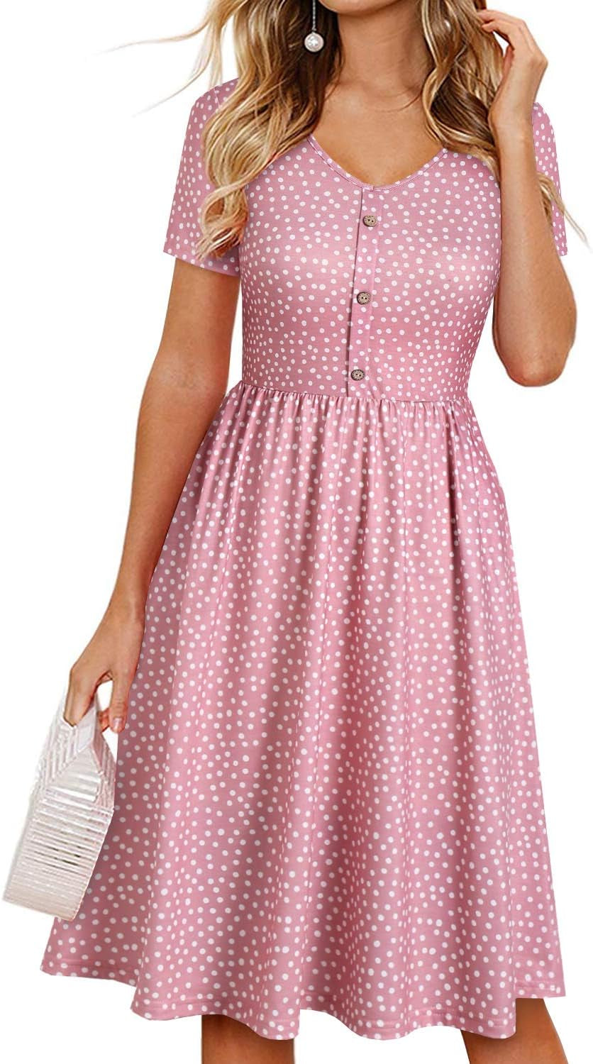 Fall Dresses for Women 2023 with Sleeves Cotton V Neck Button down a Line Casual Dress Pockets