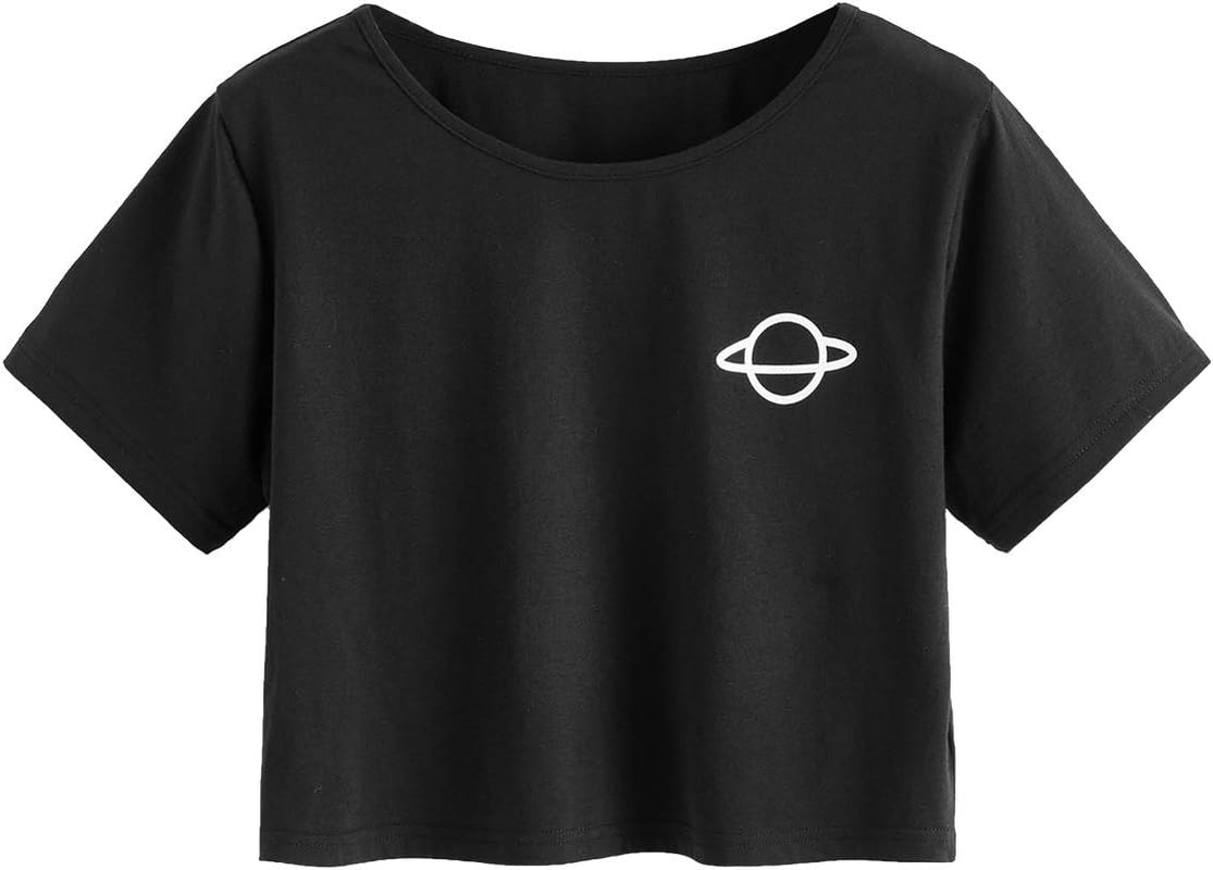 Women'S Casual Short Sleeve Print Crop Top T Shirt Summer Tees Letter