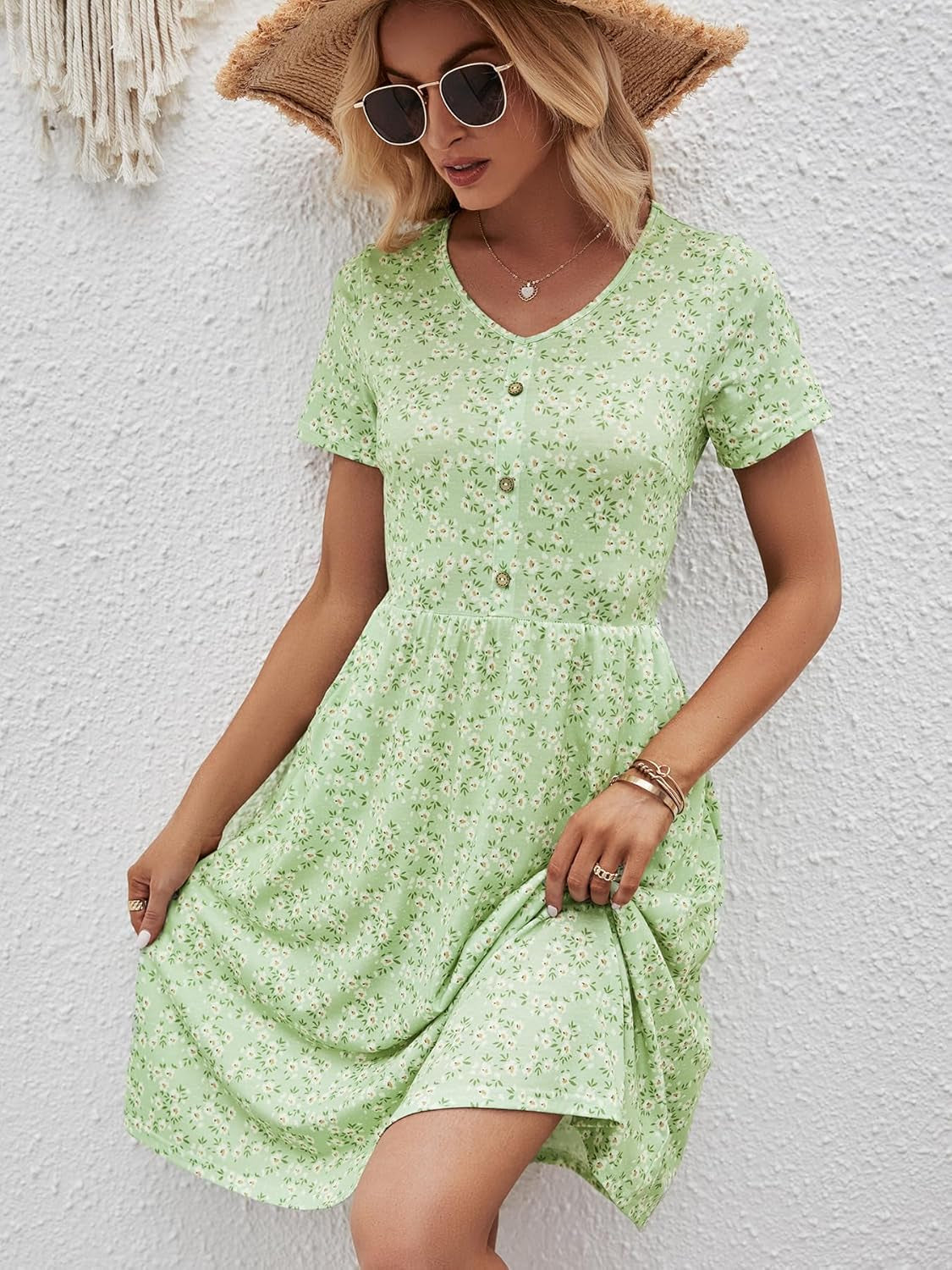 Fall Dresses for Women 2023 with Sleeves Cotton V Neck Button down a Line Casual Dress Pockets