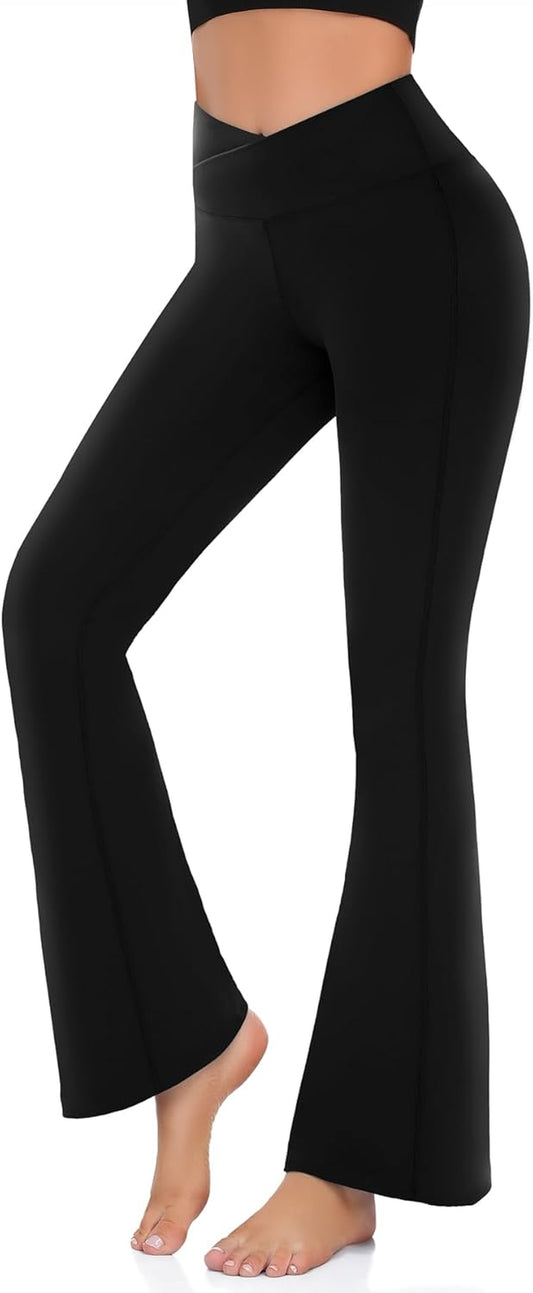 Women’S Bootcut Yoga Pants Tummy Control Flare Leggings High Waist Crossover Lounge Bell Bottom Jazz Dress Baseball Pants