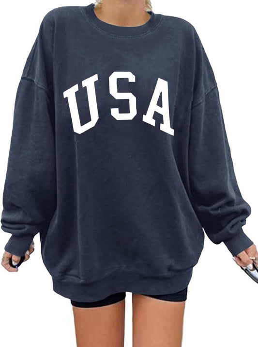 Women'S Oversized Sweatshirt Los Angeles California Crewneck Long Sleeve Casual Loose Pullover Tops