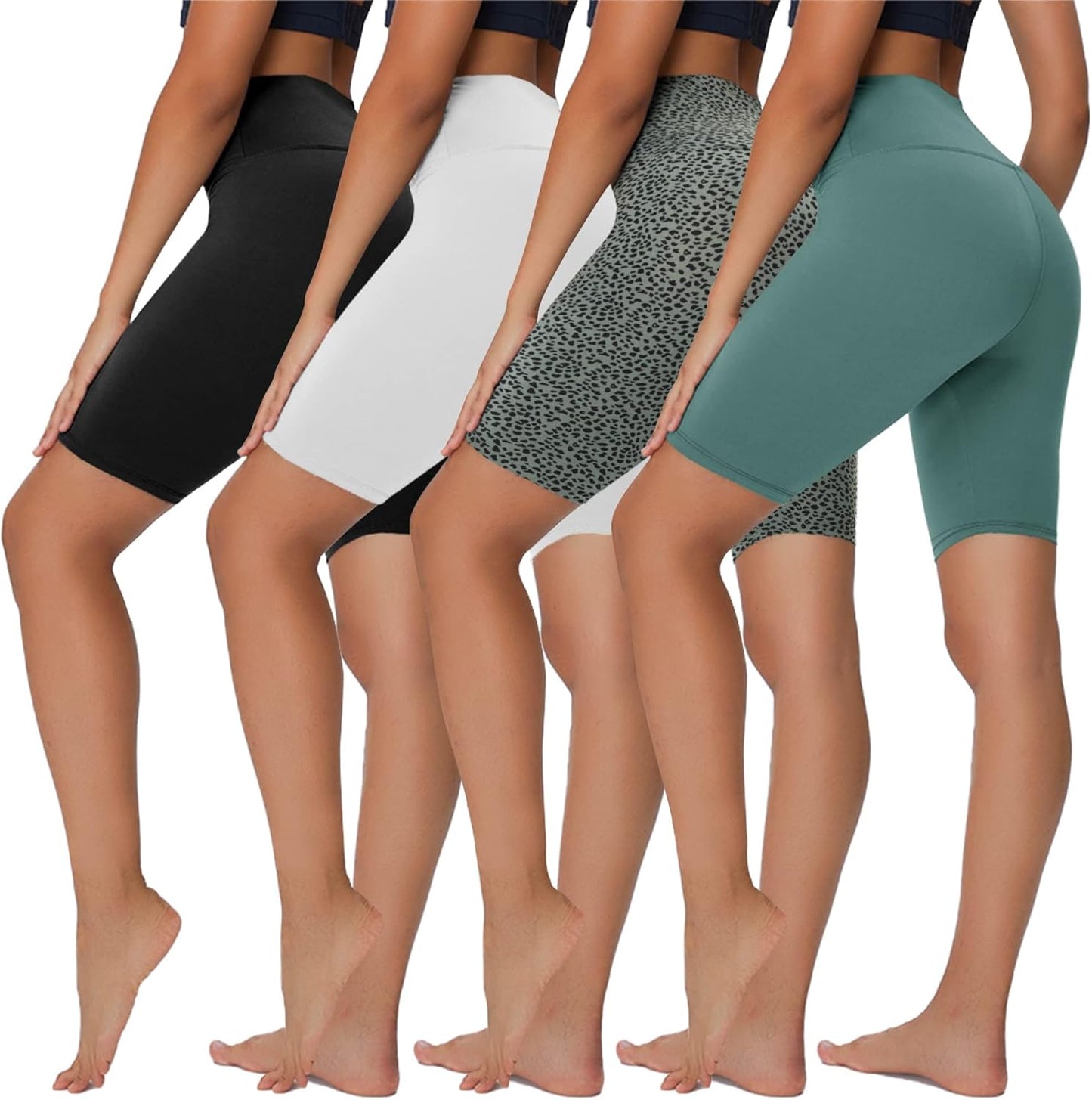 4 Pack Biker Shorts for Women - 8”/5”/3” High Waist Tummy Control Summer Workout Shorts for Running Yoga Athletic