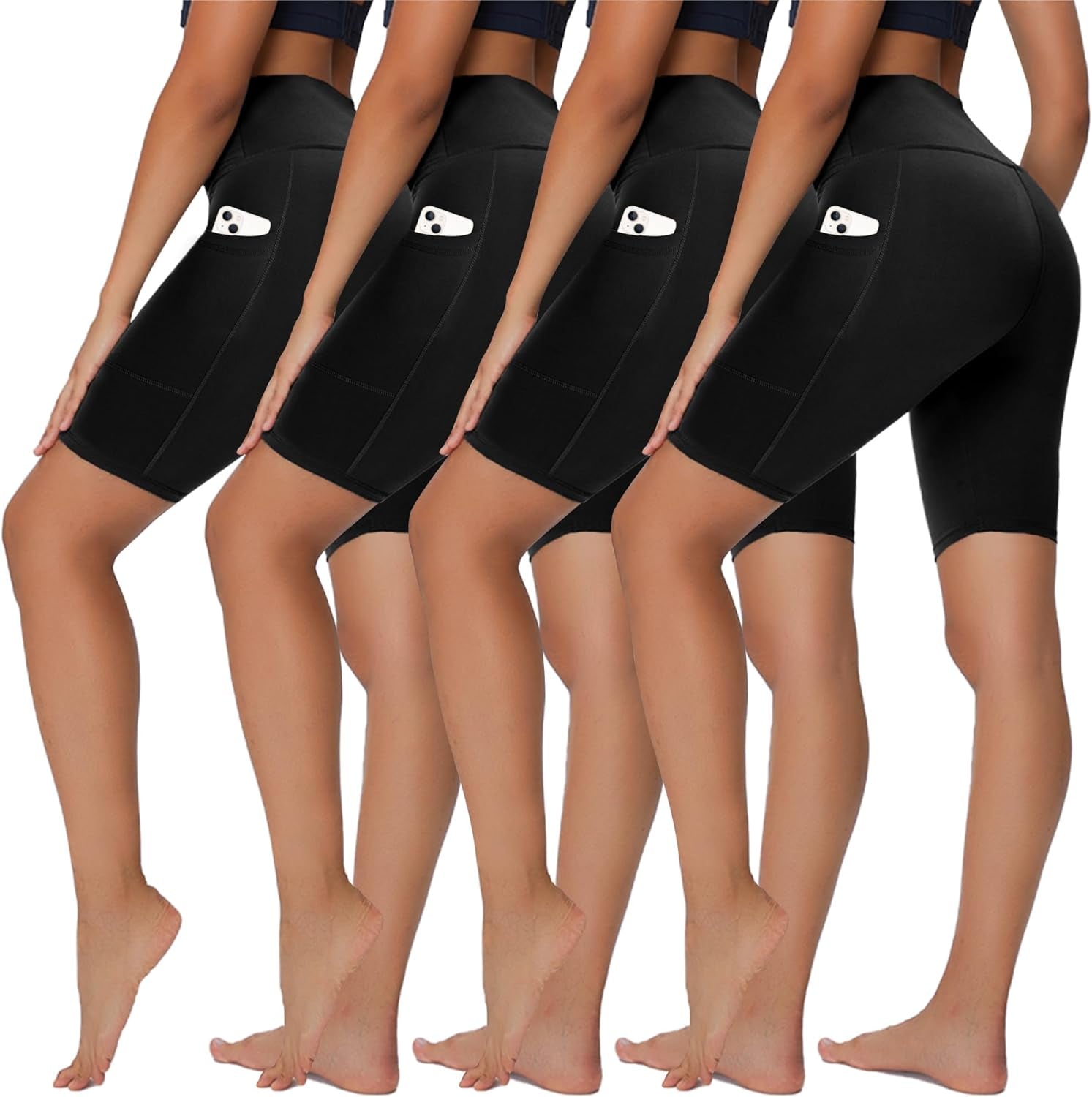 4 Pack Biker Shorts for Women - 8”/5”/3” High Waist Tummy Control Summer Workout Shorts for Running Yoga Athletic