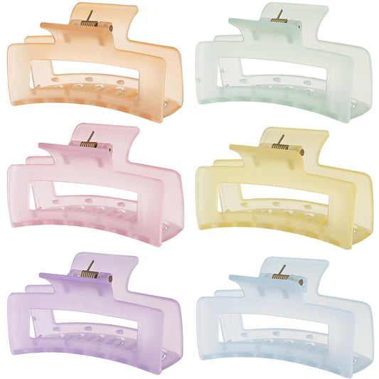 3.5 Inch Medium Hair Accessories - 6 Pack Square and Rectangle Banana Jaw Clips for Women and Girls - Ice Cream
