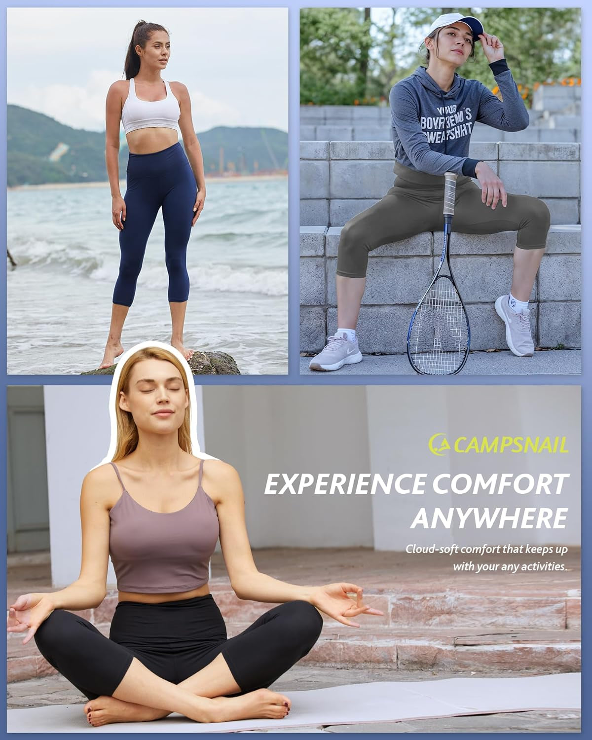4 Pack Capri Leggings for Women - High Waisted Capris Tummy Control Yoga Pants with Pockets Workout Cycling Tights